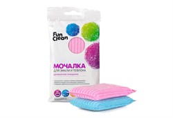 Мочалка Fun Cleanдля эмали и тефлона из поролона в пластиковой оплетке  2шт.(25)  /7560/ - фото 6741