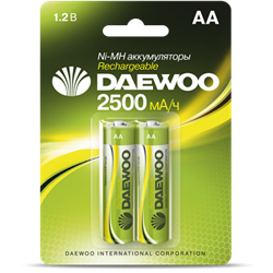 РАСПРОДАЖА Аккумулятор Daewoo AA 2500mAh NI-MH 2/бл. (ЦЕНА ЗА 1шт) - фото 8417