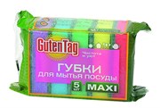 Губка Guten Tag для мытья посуды maxi поролон+абр.слой 5шт, 96*64*27/72шт/уп /536959/